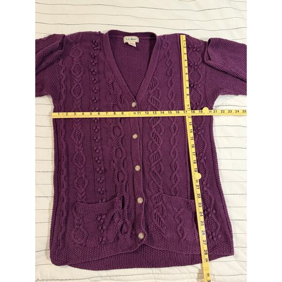 LL Bean | Vtg. Women’s Wool Blend Cableknit Button Cardigan Sweater- Size Large - Picture 6 of 6